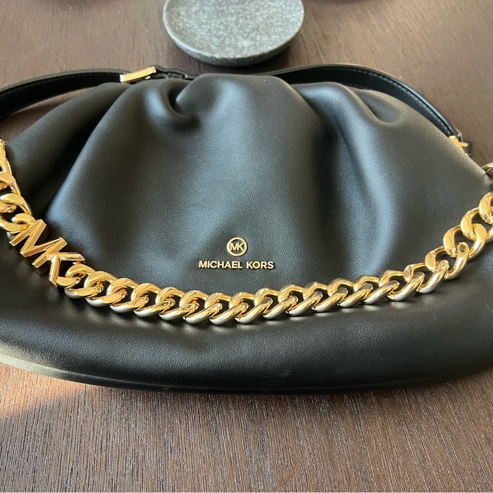 Michael Kors Logo Metal Ruched Clutch - Picture 8 of 15